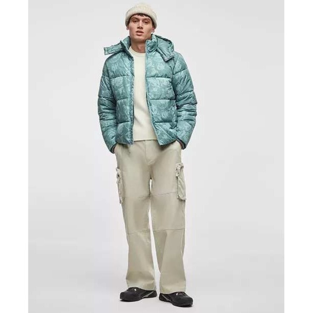 Mode of One Mens Puffer Jacket Seedling Green Floral Camo Hooded XXL 100188366MN